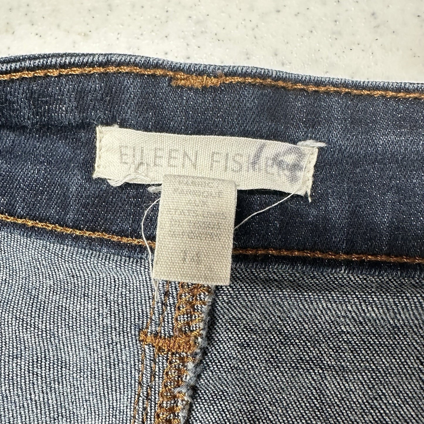 Eileen Fisher Jeans Womens 14 Boyfriend Relaxed Blue Denim Dark Organic Cotton