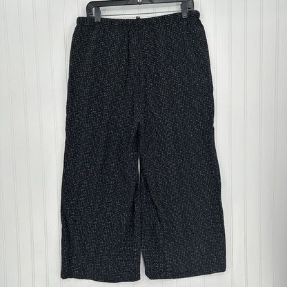 Eileen Fisher Pants Medium Wide Crop Black Polka Dot Pull On Tencel Coastal EUC