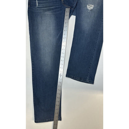 Democracy Jeans Women 12 Straight Boyfriend Ab Solution Blue Stretch Denim *Spot