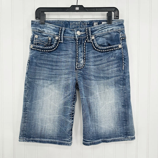 Miss Me Shorts Womens 28 Boyfriend Bermuda Blue Jean Denim Y2K Western Modest
