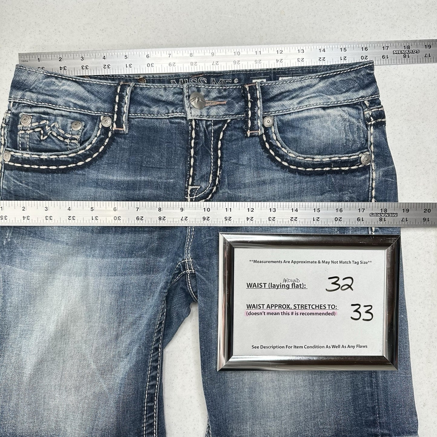 Miss Me Shorts Women 28 Easy Bermuda Blue Jean Denim Long Distress Y2K Western