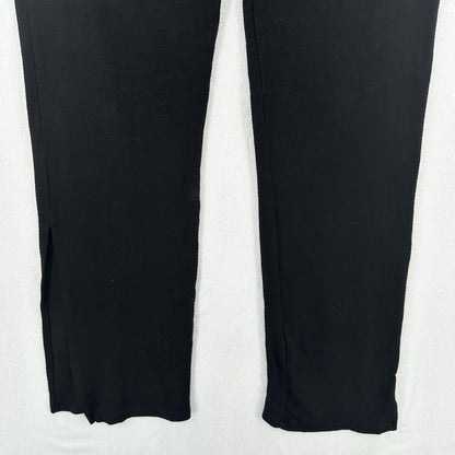 Monrow Pants Womens Small SuperSoft Straight Black Knit Pull On Split Hems Cozy