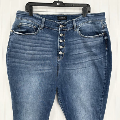 Judy Blue Jeans Womens 22W Skinny High Rise Blue Stretch Denim Button Fly