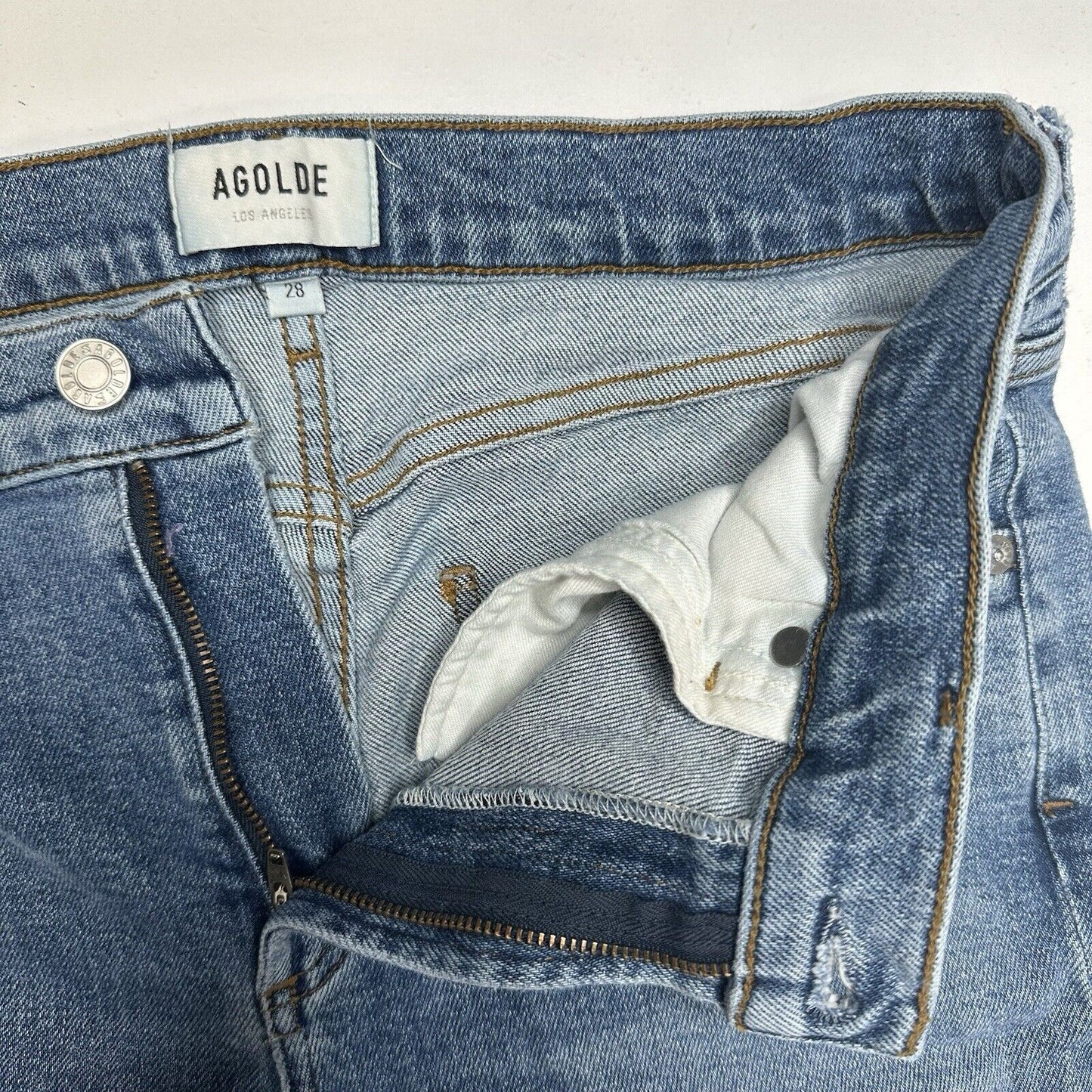 AGOLDE Jeans Women 28 Toni Midrise Skinny Blue Stretch Denim Distress Light Wash