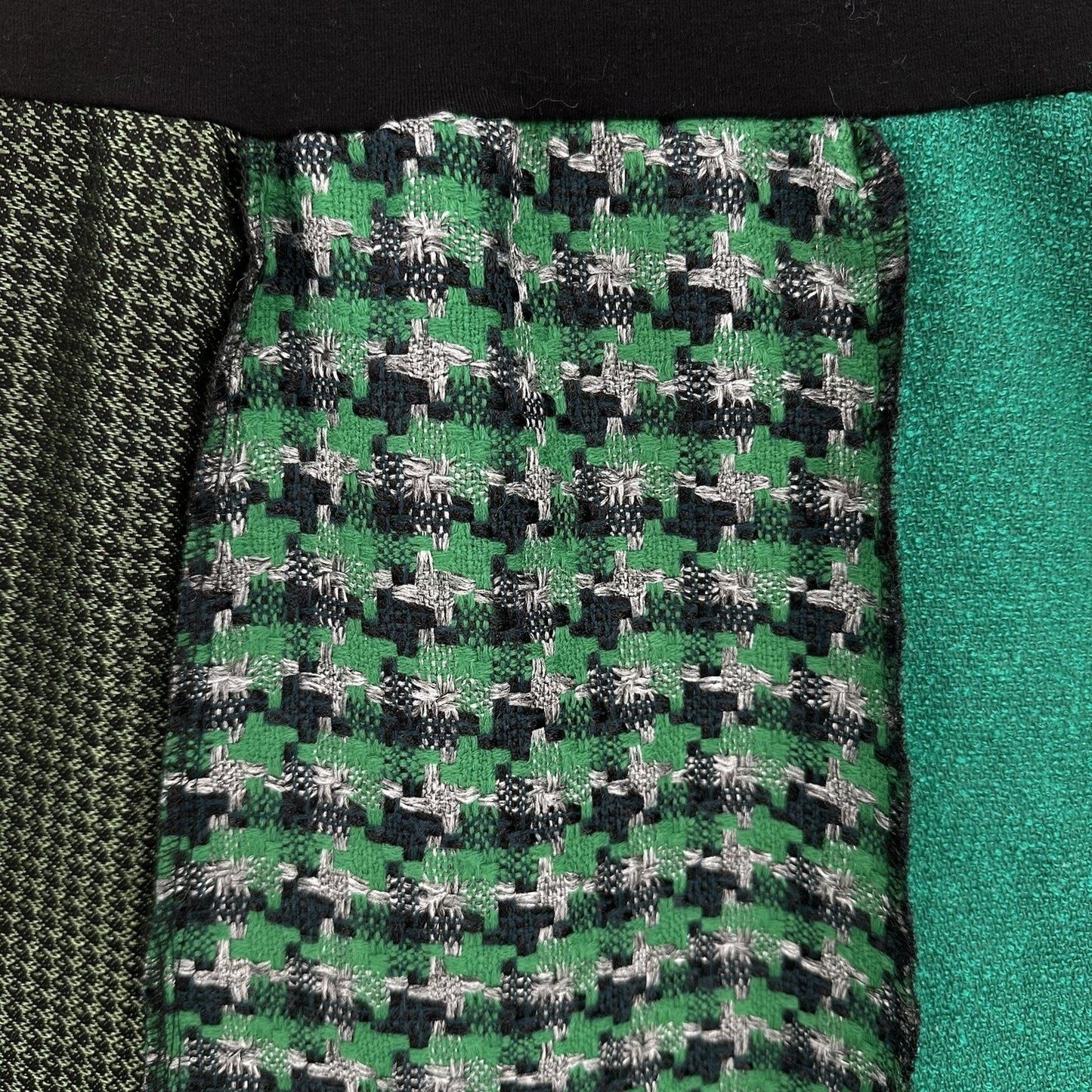 Green 3 Skirt Women Medium Upcycled Vintage Fabric Patchwork Academia Preppy USA