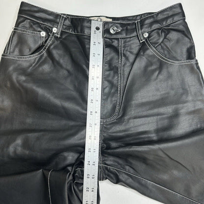 We The Free People Pants Womens 8 It Factor Vegan Leather Black Wide Leg Hi Rise