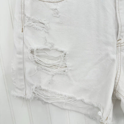 American Eagle Shorts 10 90s Boyfriend High Rise White Denim Distress Grunge EUC