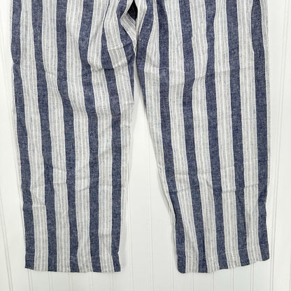 Rails Pants Womens Large Agnes Linen Blend Ankle White Blue Stripes Coastal EUC