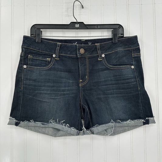 American Eagle Shorts Womens 12 Midi Blue Jean Denim Stretch Fray *35"Waist EUC