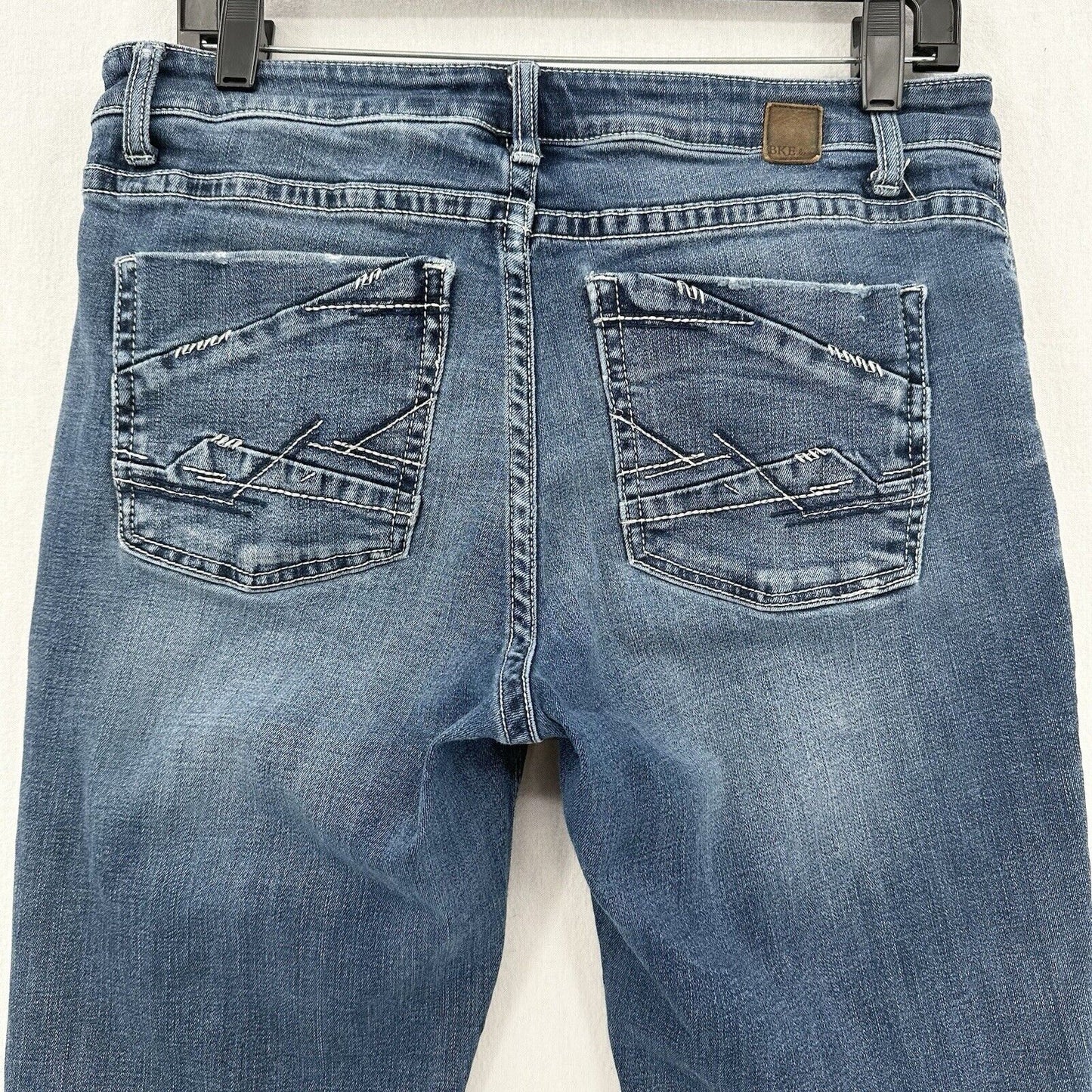 BKE Jeans Womens 30 Gabby Capri Curvy Blue Stretch Denim Distress Cropped