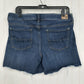 American Eagle Shorts Womens 14 Midi Blue Jean Denim Super Stretch Distress Fray