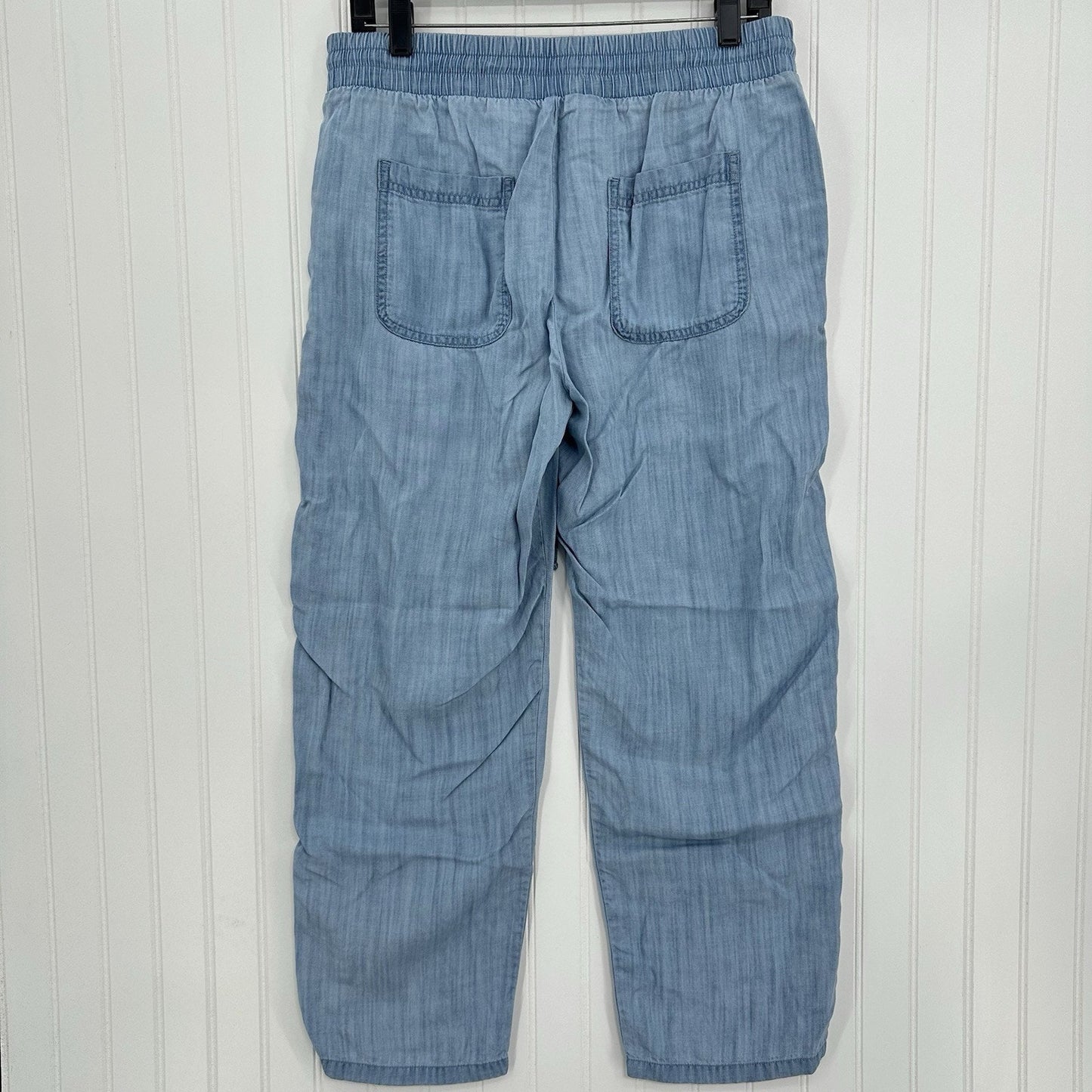 Cloth Stone Pants Medium Chambray Lyocell Tencel Ankle Crop Blue Roll Up Coastal