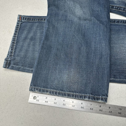 True Religion Jeans Mens 40x34 Section Straight Leg Blue Denim Distressed *Flaw