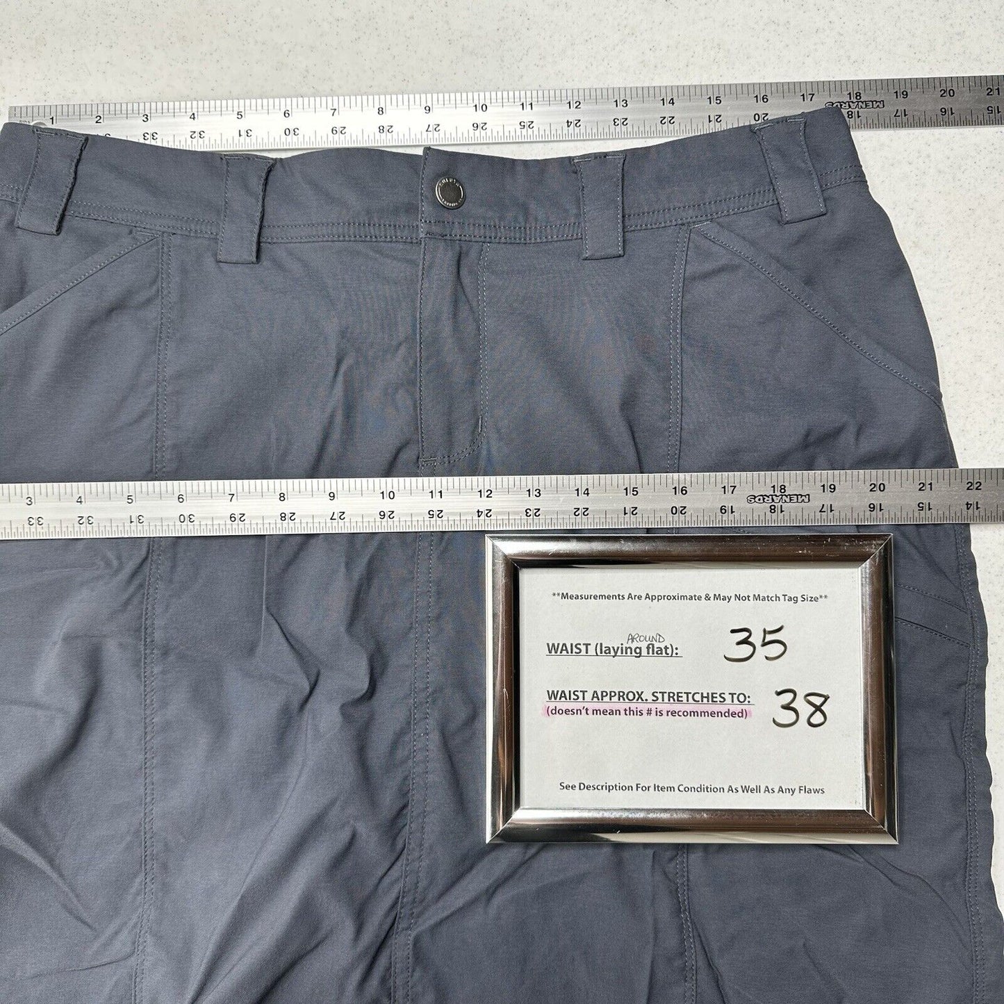 Duluth Trading Skort 16 Dry On The Fly Gray Blue Flex Active Skirt/Shorts EUC