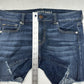 American Eagle Shorts Womens 14 Midi Blue Jean Denim Super Stretch Distress Fray