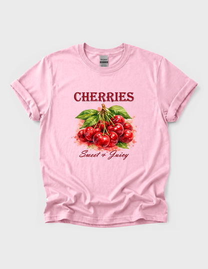 Cherries Fruit Graphic Tee T-shirt or Sweatshirt ADULT Unisex Hoodie / Crewneck Watercolor Nature Fresh Food Lover Gift