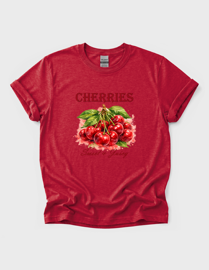 Cherries Fruit Graphic Tee T-shirt or Sweatshirt ADULT Unisex Hoodie / Crewneck Watercolor Nature Fresh Food Lover Gift