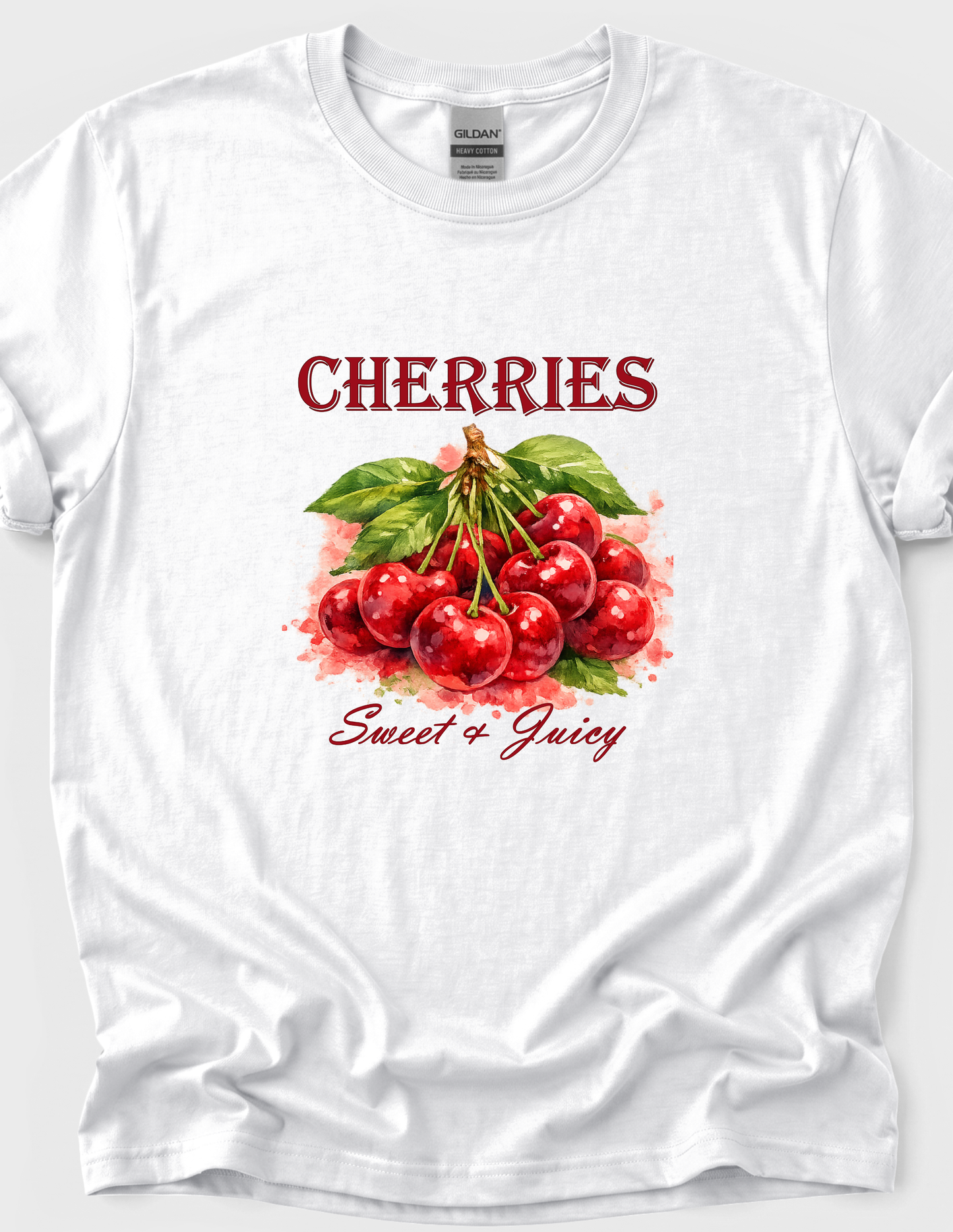 Cherries Fruit Graphic Tee T-shirt or Sweatshirt ADULT Unisex Hoodie / Crewneck Watercolor Nature Fresh Food Lover Gift