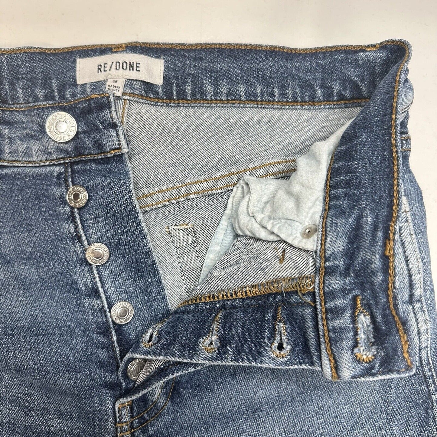 REDONE Jeans Womens 26 80s Slim Straight Blue Denim High Rise Button Fly 90s
