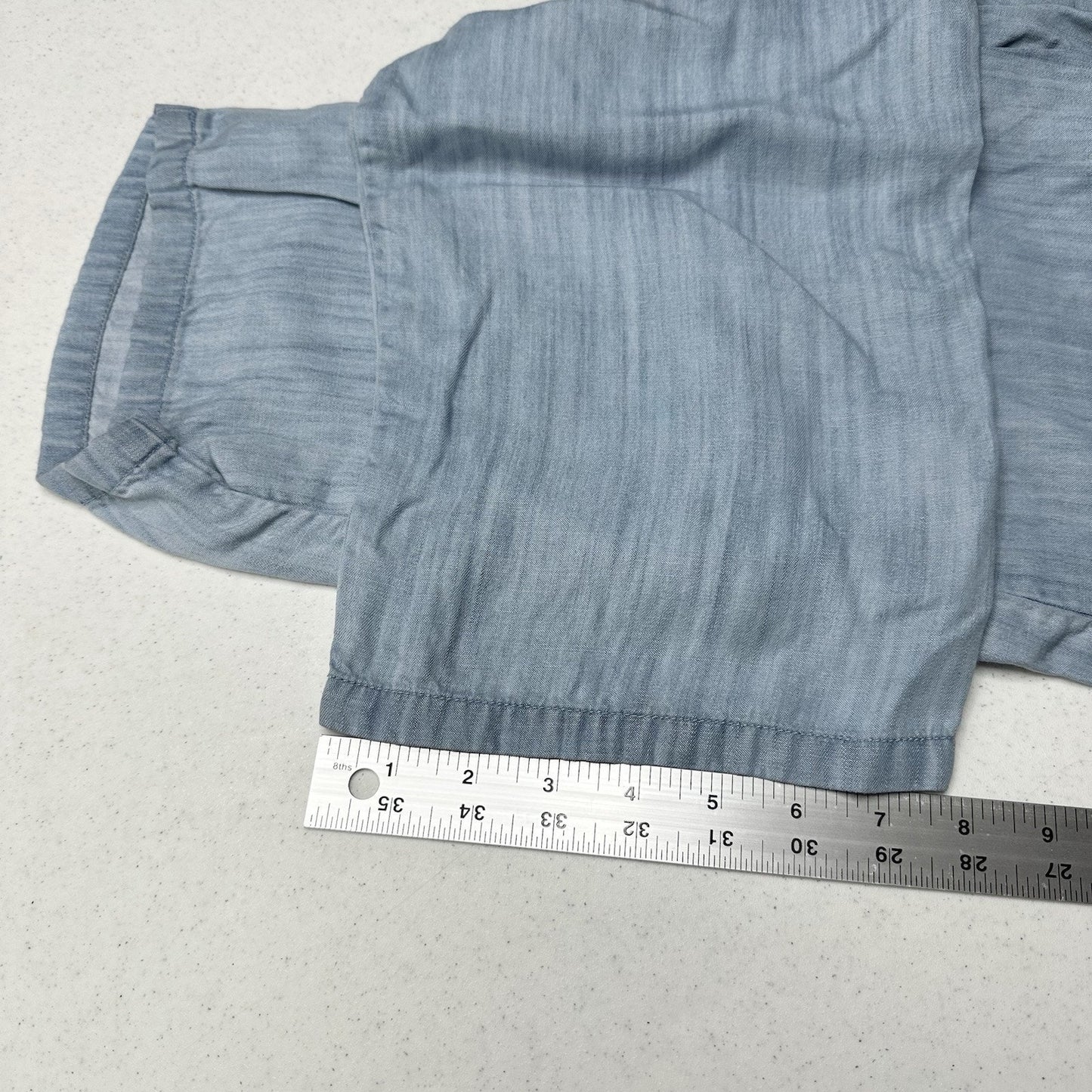 Cloth Stone Pants Medium Chambray Lyocell Tencel Ankle Crop Blue Roll Up Coastal