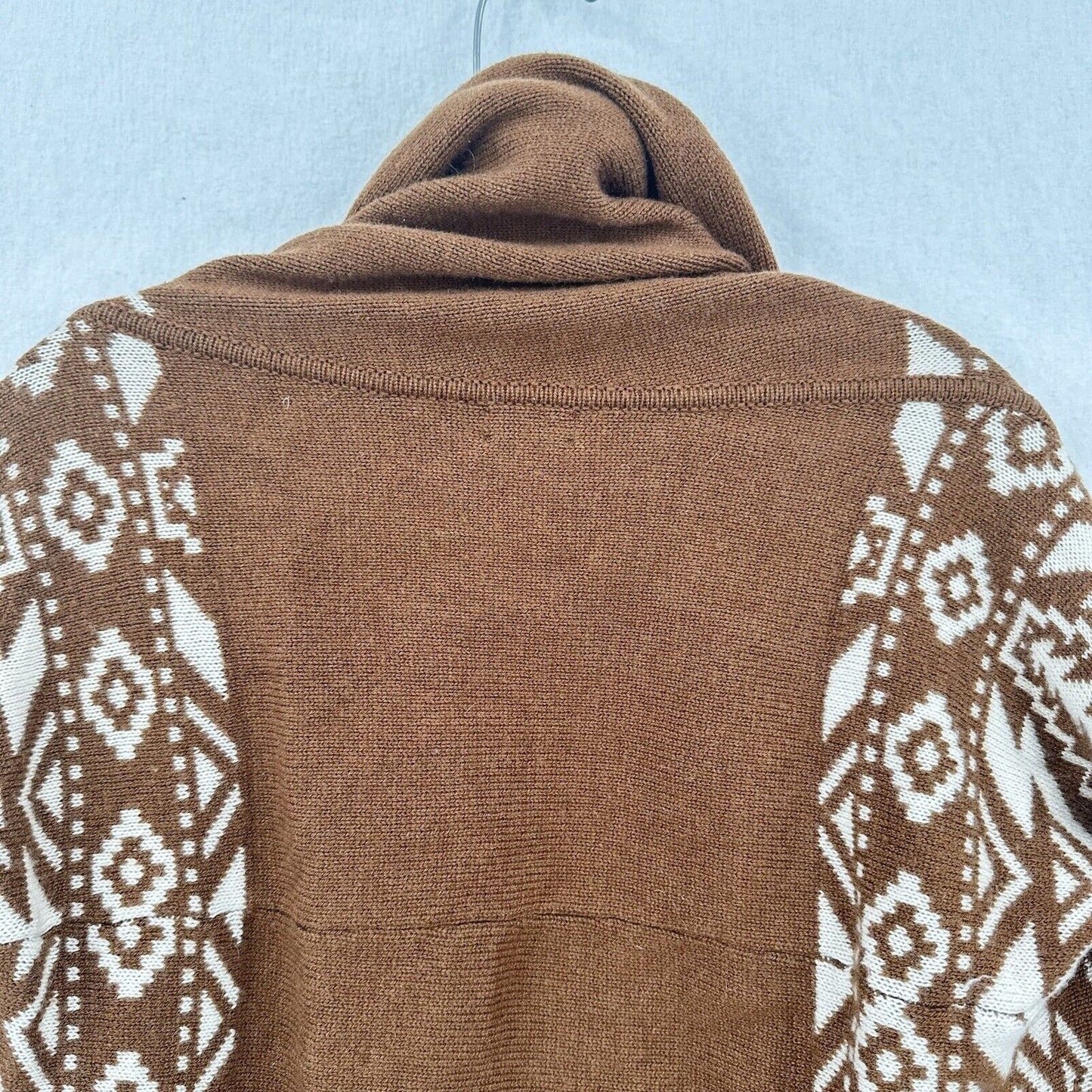 Patagonia Sweater Womens Small Cardigan Brown Beige Open Aztec Lambswool Western