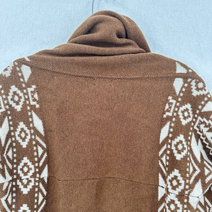 Patagonia Sweater Womens Small Cardigan Brown Beige Open Aztec Lambswool Western
