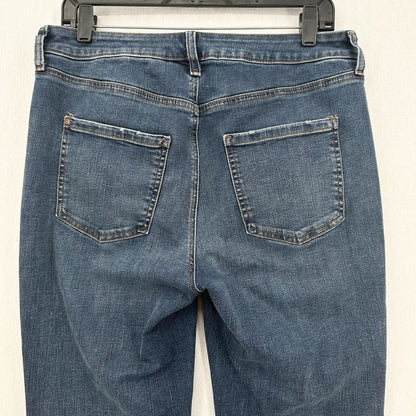 Chicos Jeans 1.5 Petite US 10 Define Me Flare Blue Denim Distress Western Cowboy
