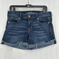 American Eagle Shorts Womens 14 Midi Blue Jean Denim Super Stretch Distress Fray