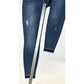 Spanx Jeans Women Medium Ankle Skinny Blue Pull On Stretch Denim Distressed Fray
