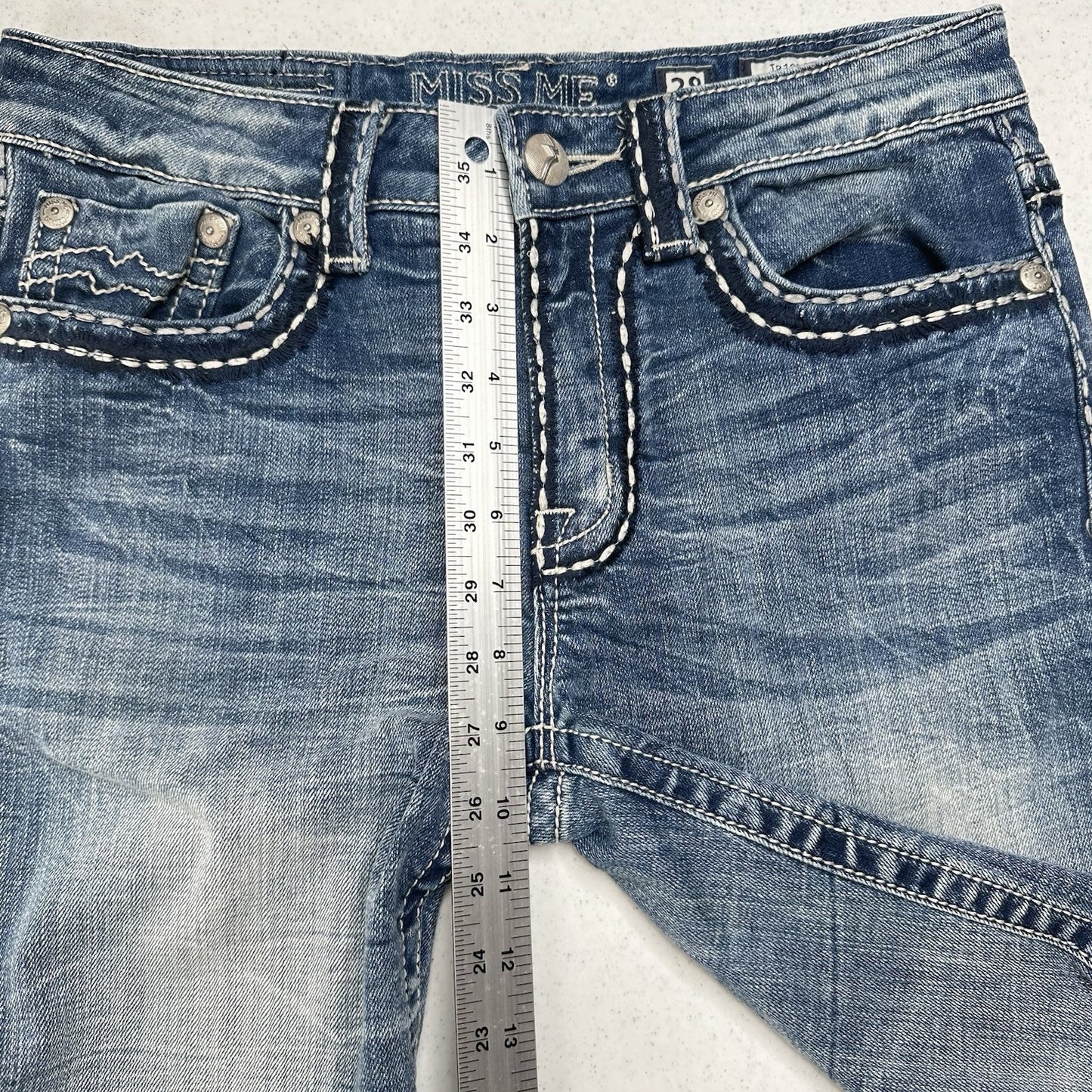 Miss Me Shorts Womens 28 Boyfriend Bermuda Blue Jean Denim Y2K Western Modest