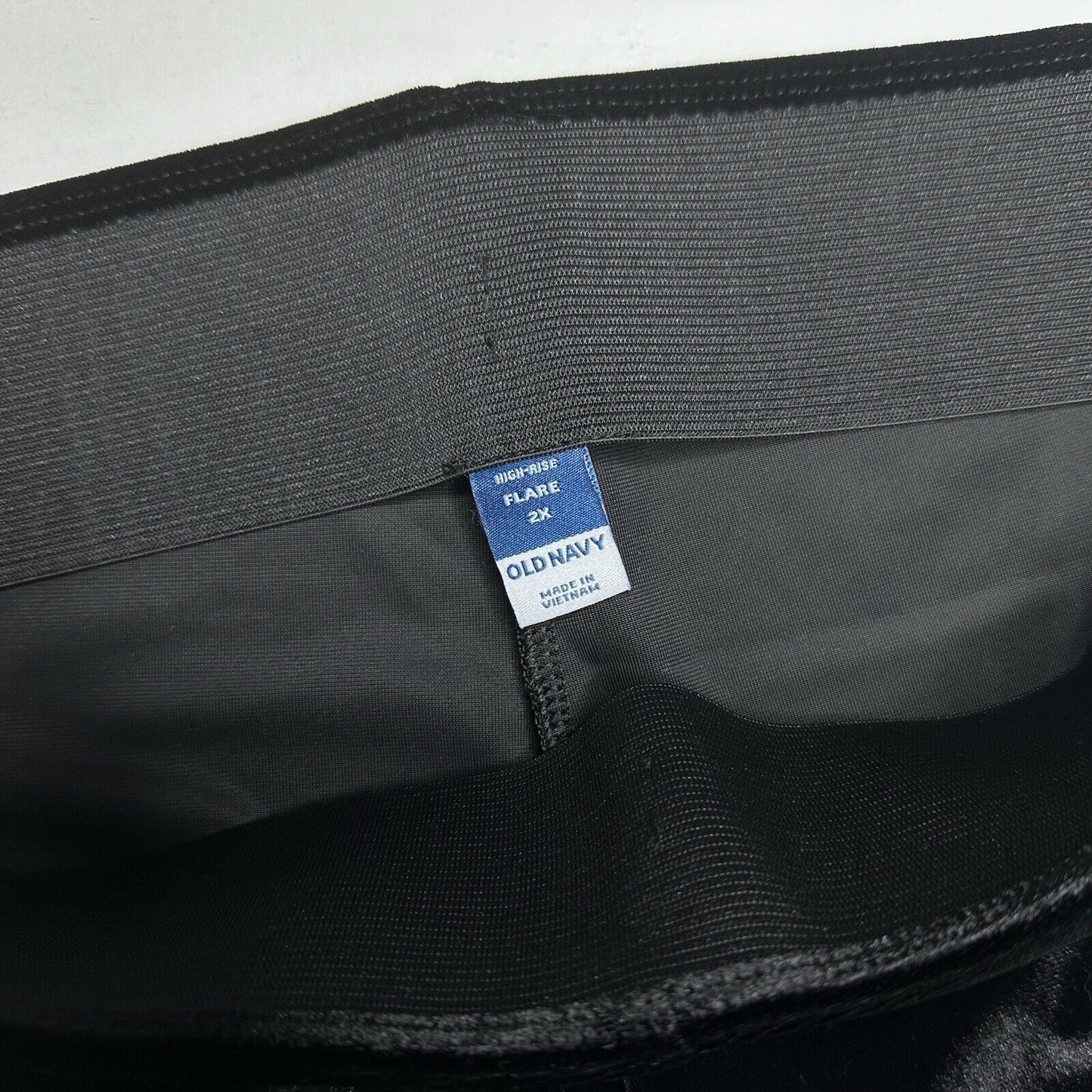 Old Navy Velvet Pants Women 2X High Rise Flare Black Pull On Witch Boho Goth NEW