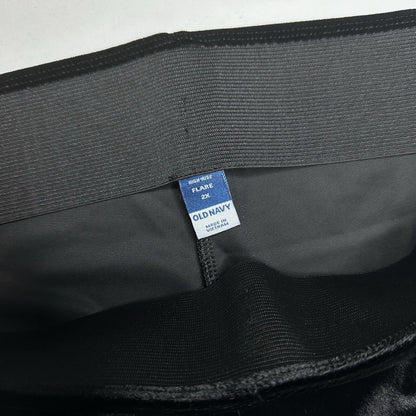 Old Navy Velvet Pants Women 2X High Rise Flare Black Pull On Witch Boho Goth NEW