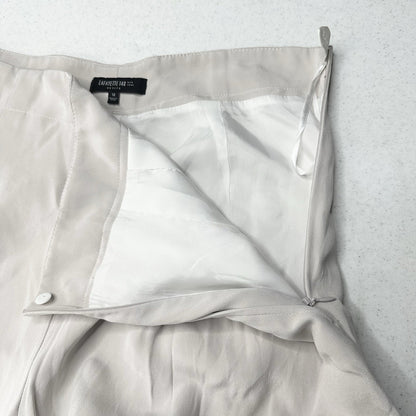 Lafayette 148 Pants Women 12 Petite Silk Wide Leg Light Gray Lined Coastal *Flaw
