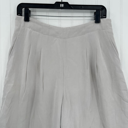 Lafayette 148 Pants Women 12 Petite Silk Wide Leg Light Gray Lined Coastal *Flaw