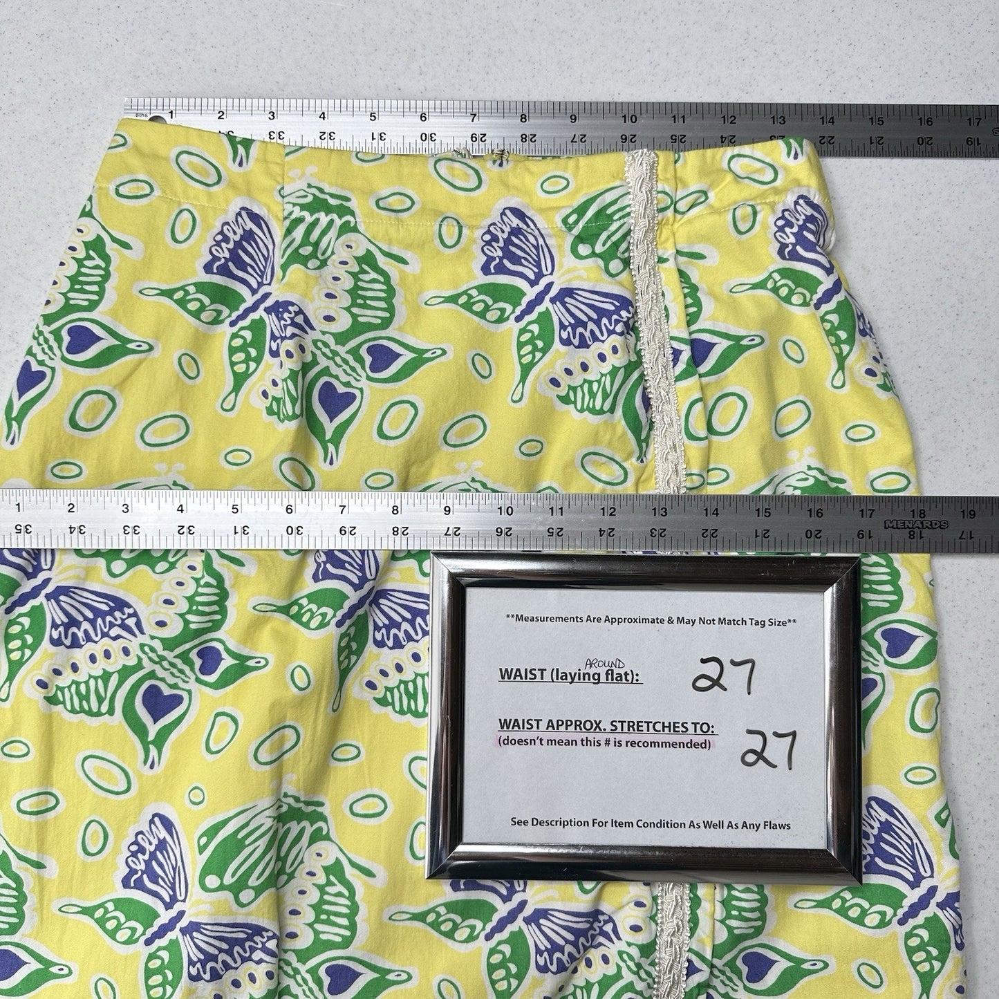 Lilly Pulitzer Skirt Womens 10 Cotton Butterfly Yellow Golf Barbie Preppy *Flaw