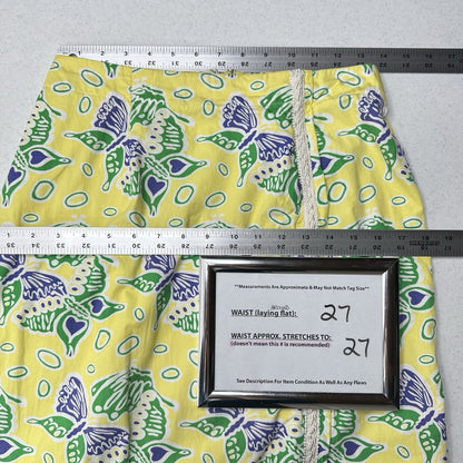 Lilly Pulitzer Skirt Womens 10 Cotton Butterfly Yellow Golf Barbie Preppy *Flaw