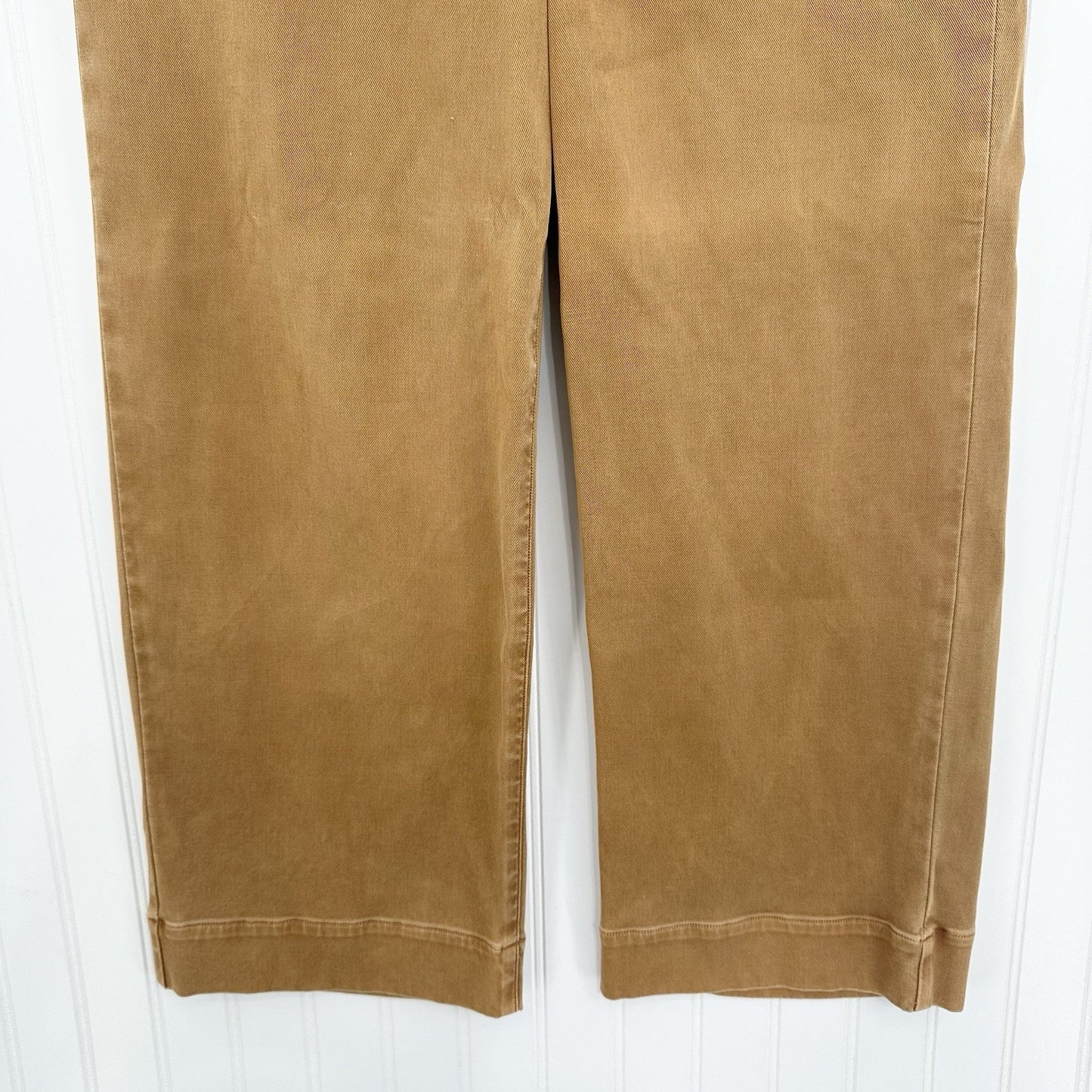 Spanx Pants Womens Large Stretch Twill Cropped Wide Leg High Rise Brown Jeans