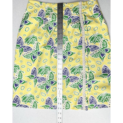 Lilly Pulitzer Skirt Womens 10 Cotton Butterfly Yellow Golf Barbie Preppy *Flaw