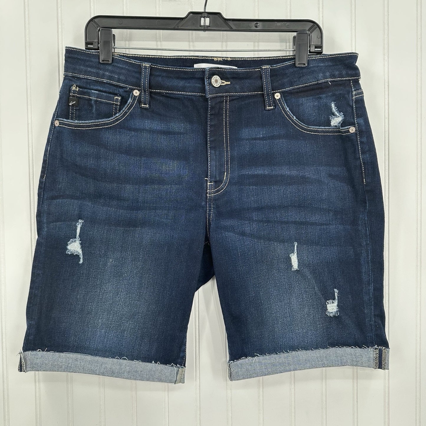 Kancan Shorts Womens 15 31 Bermuda Blue Denim Jean Comfort Distressed Grunge EUC