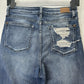Judy Blue Jeans 3 26 Relaxed Shelley High Rise Slim Straight Blue Denim Distress