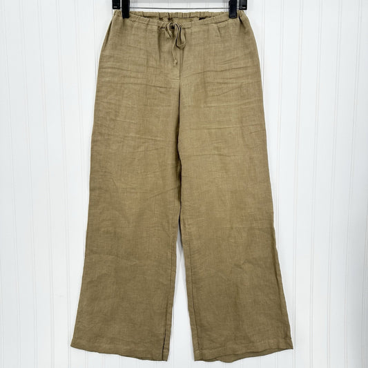 CP Shades Pants Women XS Linen Jenn Wide Leg Tan Pull On Coastal Beach Lagenlook