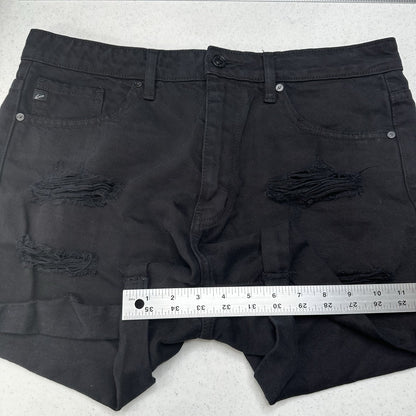 Kancan Shorts Womens Large High Rise Cuffed Black Jean Denim Distress Grunge EUC