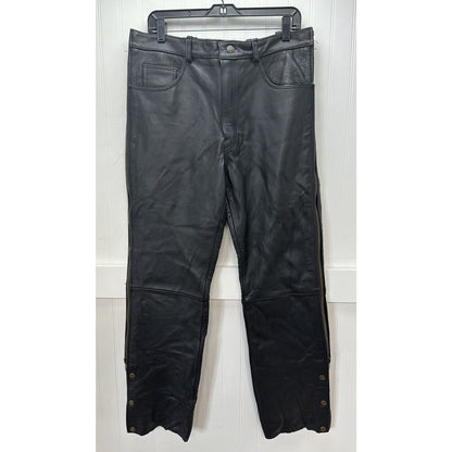 USA Bikers Over Pants Men 36x29 Black Genuine Leather Motorcycle Zipper *Smaller