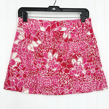 Lilly Pulitzer Skirt Womens 0 Corduroy Pink Floral Coastal Golf Barbie Beach