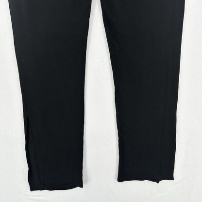 Monrow Pants Womens Small SuperSoft Straight Black Knit Pull On Split Hems Cozy