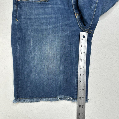 PILCRO Shorts Womens 28 Slim Bermuda Midrise Blue Jean Denim Fray Anthropologie