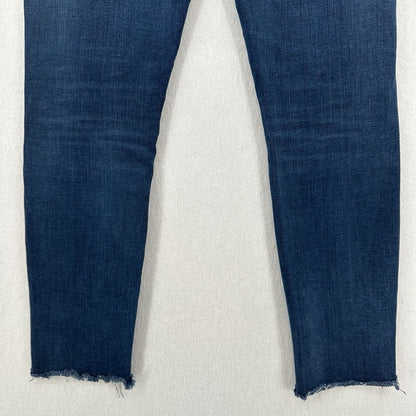 AGOLDE Jeans Womens 28 Sophie Crop Blue Denim Dark Wash Skinny Raw Hem Fray