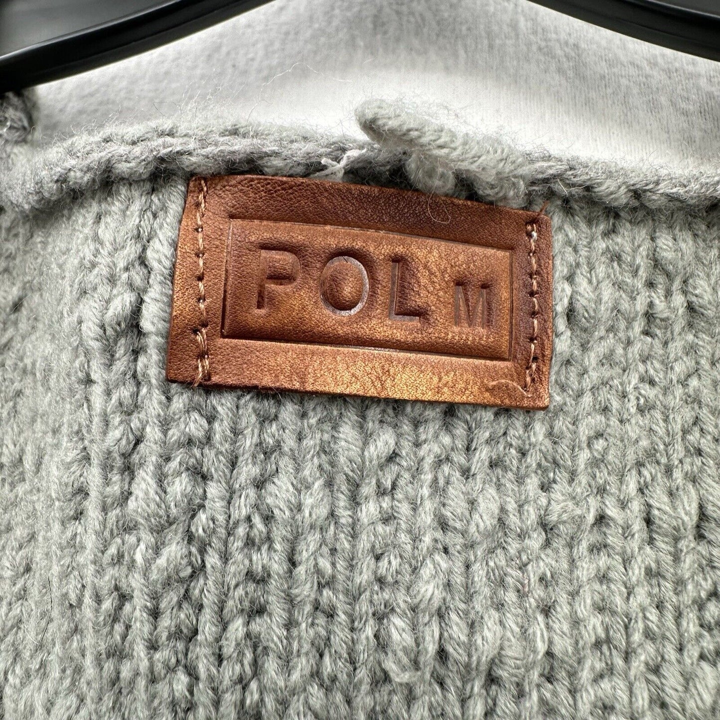 POL Clothing Vest Womens Medium Cardigan Gray Rug Sweater Ribbon Long Boho *Flaw