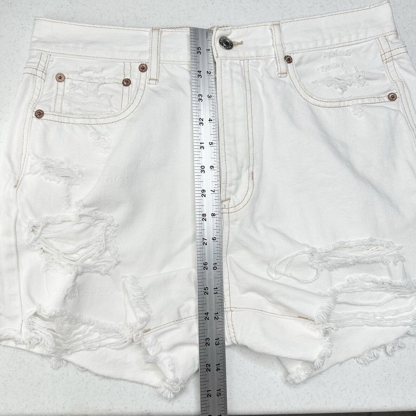 American Eagle Shorts 10 90s Boyfriend High Rise White Denim Distress Grunge EUC
