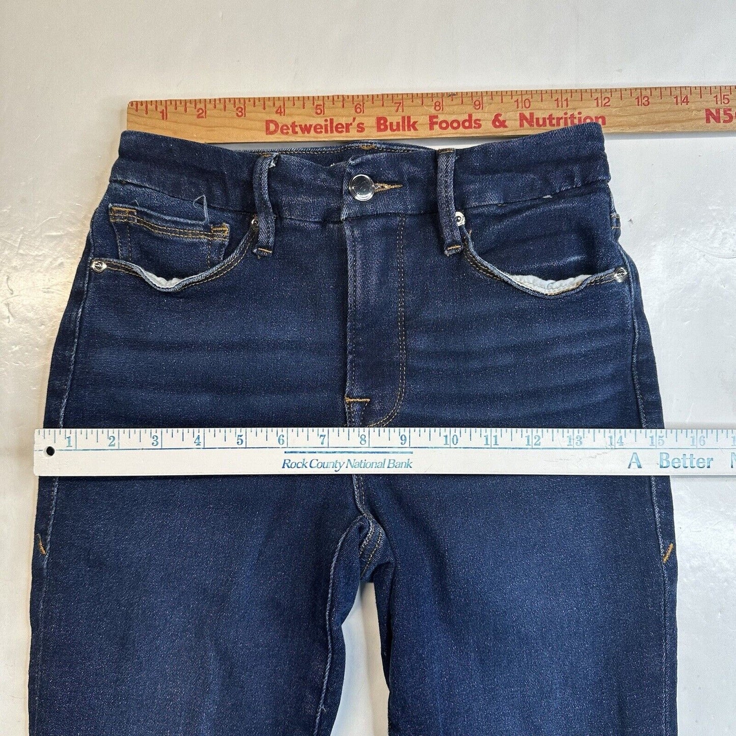 Good American Jeans 0 25 Good Petite Skinny Blue Stretch Denim Womens Dark Wash